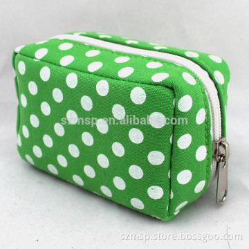 Polka dot print canvas essential oils pouch for 10 & 5ml x 6 vails
